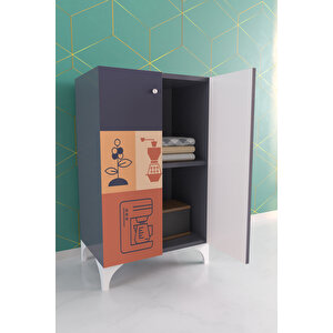 Modern Cubes 2 Raflı Çok Amaçlı Dolap Mutfak Salon Ofis Dolabı