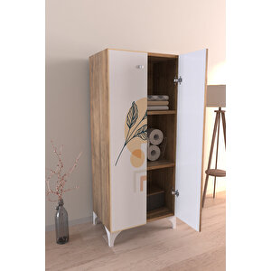 Minimal Çiçekler 3 Raflı Çok Amaçlı Dolap Mutfak Salon Banyo Ofis Salon Dolabı