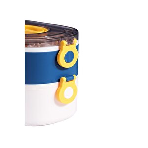 Bento 1200ml Çift Renkli Lunchbox Yeni Koleksiyon 2 Katlı Çelik Sefer Tası Yemek Kutusu Sarı