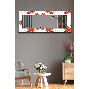 Kırmızı Çiçek Dekoratif Boy Aynası 150x60cm