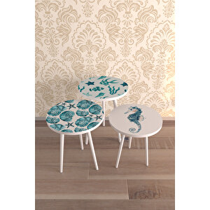 Sealife 3'lü Desenli̇ Zigon Sehpa