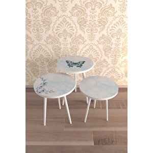 Blue Marble Design  3'lü Desenli̇ Zigon Sehpa