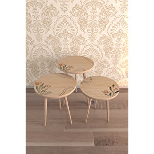 Floral Harmony  3'lü Desenli̇ Zigon Sehpa