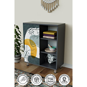 3 Raflı Tek Kapak Minimal Shape Çok Amaçlı Dolabı Mutfak Ofis Banyo Balkon Salon Dolabı