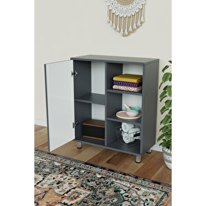 3 Raflı Tek Kapak Minimal Shape Çok Amaçlı Dolabı Mutfak Ofis Banyo Balkon Salon Dolabı