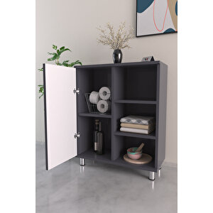 3 Raflı Tek Kapak Minimal Shape Çok Amaçlı Dolabı Mutfak Ofis Banyo Balkon Salon Dolabı