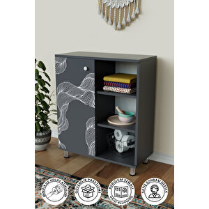 3 Raflı Tek Kapak Twisted Lines Çok Amaçlı Dolabı Mutfak Ofis Banyo Balkon Salon Dolabı