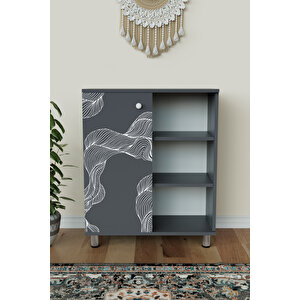 3 Raflı Tek Kapak Twisted Lines Çok Amaçlı Dolabı Mutfak Ofis Banyo Balkon Salon Dolabı