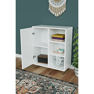 3 Raflı Tek Kapak Poppy Flowers Çok Amaçlı Dolabı Mutfak Ofis Banyo Balkon Salon Dolabı