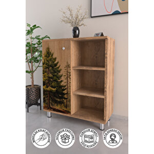 3 Raflı Tek Kapak The Forest Çok Amaçlı Dolabı Mutfak Ofis Banyo Balkon Salon Dolabı
