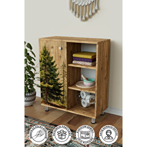 3 Raflı Tek Kapak The Forest Çok Amaçlı Dolabı Mutfak Ofis Banyo Balkon Salon Dolabı