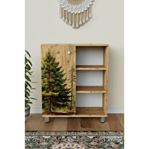 3 Raflı Tek Kapak The Forest Çok Amaçlı Dolabı Mutfak Ofis Banyo Balkon Salon Dolabı