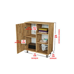 3 Raflı Tek Kapak The Forest Çok Amaçlı Dolabı Mutfak Ofis Banyo Balkon Salon Dolabı