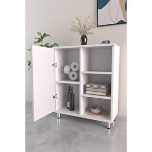 3 Raflı Tek Kapak Daisies Çok Amaçlı Dolabı Mutfak Ofis Banyo Balkon Salon Dolabı