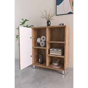 3 Raflı Tek Kapak Autumn Vibe Çok Amaçlı Dolabı Mutfak Ofis Banyo Balkon Salon Dolabı