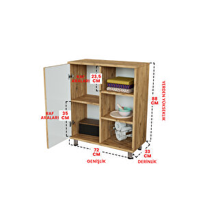 3 Raflı Tek Kapak Flowerin Branch Çok Amaçlı Dolabı Mutfak Ofis Banyo Balkon Salon Dolabı