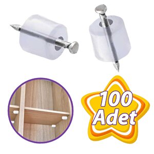 Çivili Raf Pimi Duvar Dolap Mobilya Pimi Sert Plastik Raf Tutucu Şeffaf 100 Adet Tekli (1 Paket)