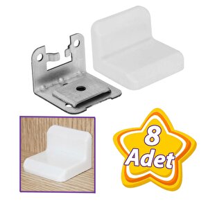 8 Adet Mobilya Eşya Dolap Askı Elemanı Montaj Bağlantı Sabitleme Sabitleyici Demiri Beyaz