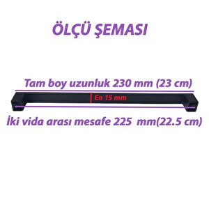 Bihter Düz Kulp 224 Mm Siyah Mutfak Kulpu Çekmece Dolap Kapak Kulbu Metal Mobilya Dolabı Kulpları