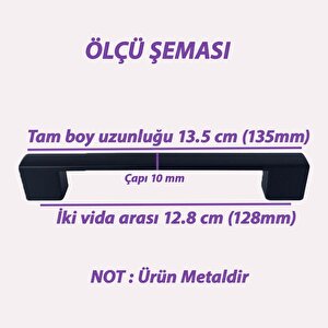 12 Adet Marmara Kulp 128 Mm Siyah Mutfak Kulpu Çekmece Dolap Kapak Kulbu Metal  Mobilya Dolabı Kulpları