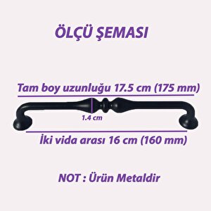 Fesleğen Kulp 160 Mm Siyah Mutfak Kulpu Çekmece Dolap Kapak Kulbu Metal  Mobilya Dolabı Kulpları