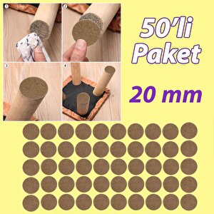 Yapışkanlı Yuvarlak Keçe Masa Sandalye Parke Zemin Ayak Koruyucu Kaydırmaz 20 Mm Keçesi (50'li̇ Paket)