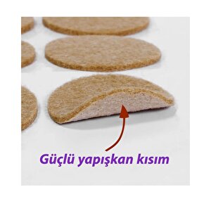 Yapışkanlı Yuvarlak Keçe Masa Sandalye Parke Zemin Ayak Koruyucu Kaydırmaz 20 Mm Keçesi (50'li̇ Paket)