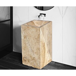 Walnut Traverten Honlu Kumlamalı Dikdörtgen Monoblok Lavabo Ntrstc45