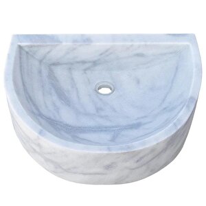 Carrara Beyaz Cilalı Mermer Duvara Montaj Lavabo Tms10