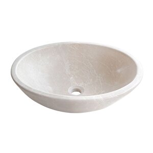 Botticino Mermer Honlu Oval Çanak Lavabo Cm-b-002-c