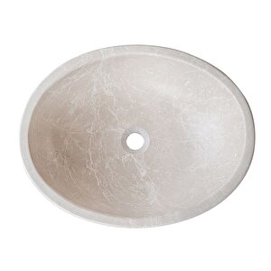 Botticino Mermer Honlu Oval Çanak Lavabo Cm-b-002-c