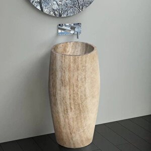 Noce Traverten Honlu Monoblok Lavabo Ntrstc44