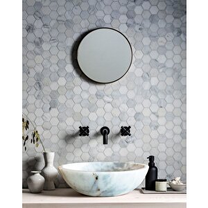 Carrara Beyaz Cilalı Mermer Çanak Lavabo Ntrvs33