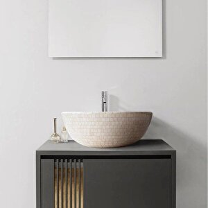 Botticino Mermer Yarı Parlak Cilalı Çanak Lavabo Cm-b-016-b