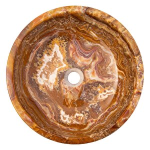 Oniks Kahve Mermer Cilalı Yarı Saydam Çanak Lavabo Egeboxpf165