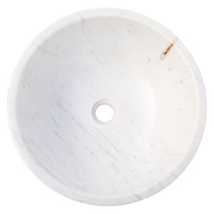 Calacatta Beyaz Mermer Dışı Pürüzlü İçi Cilalı Çanak Lavabo Egecvp165