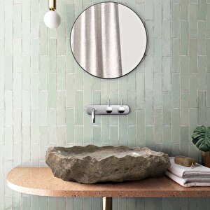 Silver Traverten İçi Cilalı Rustik El Yapımı Patlatma Çanak Lavabo Ntrstc14