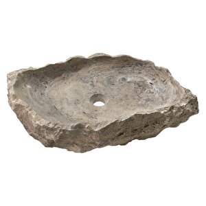 Silver Traverten İçi Cilalı Rustik El Yapımı Patlatma Çanak Lavabo Ntrstc14