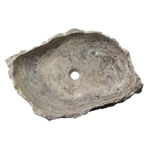 Silver Traverten İçi Cilalı Rustik El Yapımı Patlatma Çanak Lavabo Ntrstc14