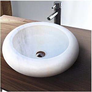 Carrara Beyaz Cilalı Mermer Çanak Lavabo Tms16