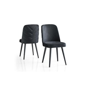 Modern Yemek Odası Mutfak Sandalyesi Venedik 2 Li Set Siyah