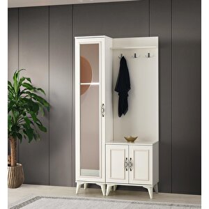 Nehir Portmanto Askılık Ayakkabılık Aynalı 100x36x200 Ekru