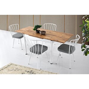 Smart Açılır Mutfak Masası Ve 4 Adet Sandalye Takımı 70*110cm Ceviz