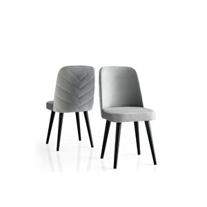 Modern Yemek Odası Mutfak Sandalyesi Venedik 2 Li Set Gri