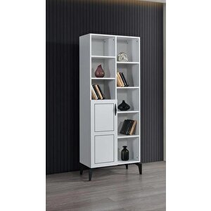 Çizgi Kitaplık Raflı Kapaklı 70x37x180cm