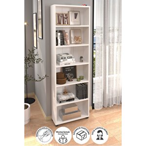6 Raflı Kitaplık Dekoratif Kitaplık Modern Kitaplık Beyaz