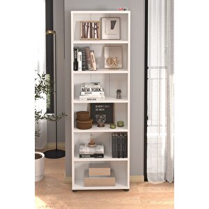 6 Raflı Kitaplık Dekoratif Kitaplık Modern Kitaplık Beyaz