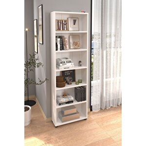 6 Raflı Kitaplık Dekoratif Kitaplık Modern Kitaplık Beyaz