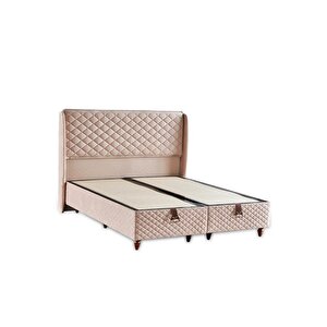 Baklava Lüks Baza Ve Başlık Seti 150x200 Cm Çift Kişilik Metal Baza Ve Başlık Takımı Krem Kumaş 150x200 cm