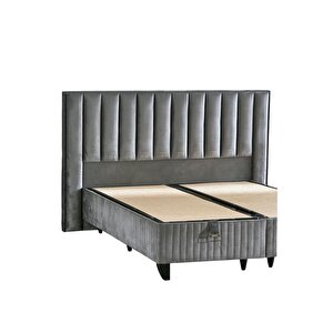 Hades Yatak Baza Ve Başlık Seti 140x190 Cm Çift Kişilik Paket Yaylı Lüks Yatak Koyu Gri Baza Başlık